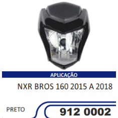 Carenagem Farol Completa Compatível NXR-160 Bros 2015/2018 (Preto) Sportive